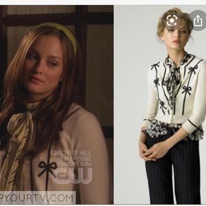 Milly cashmere bow cardigan aso Gossip Girl